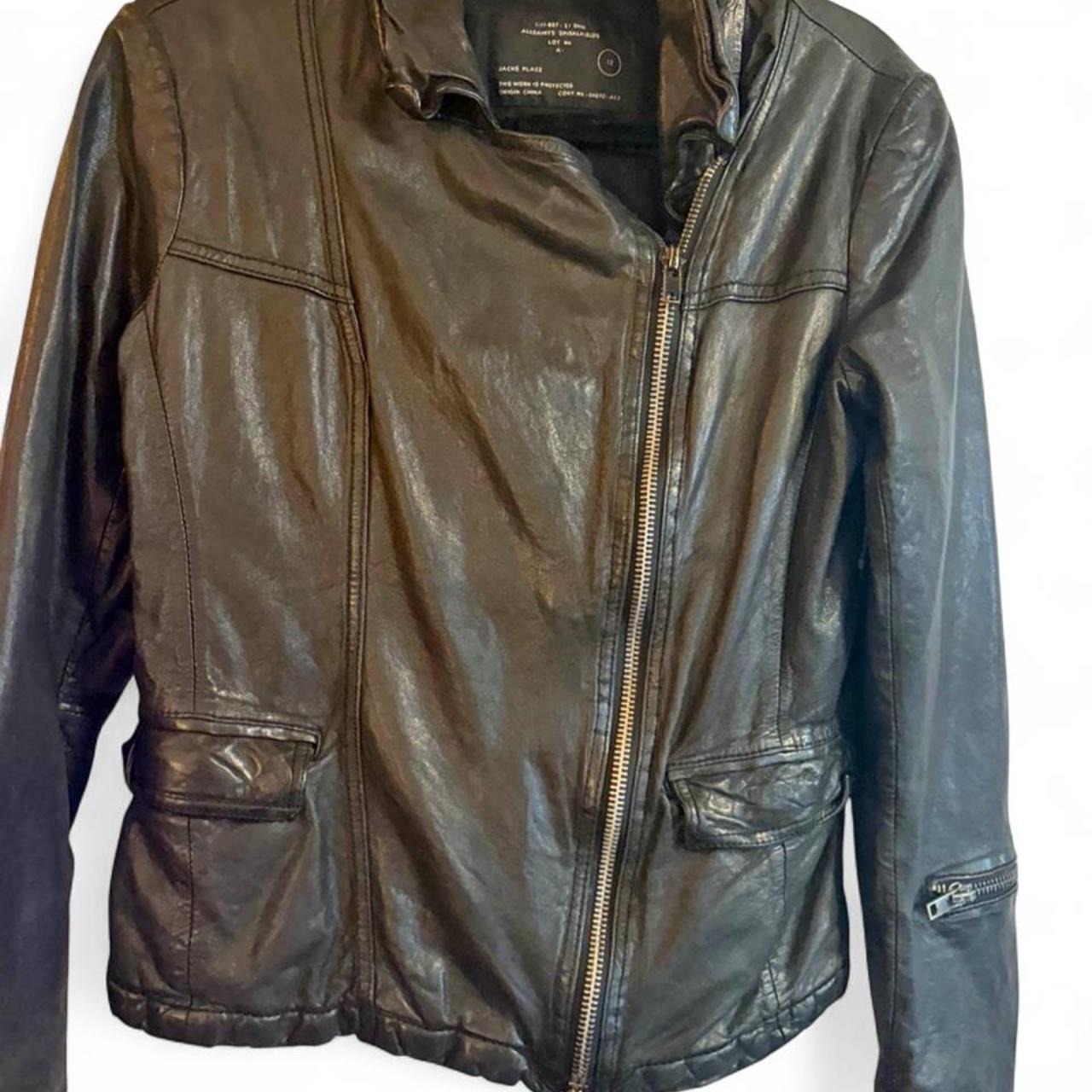 All Saints Black Leather Jacket Women's Size Uk12